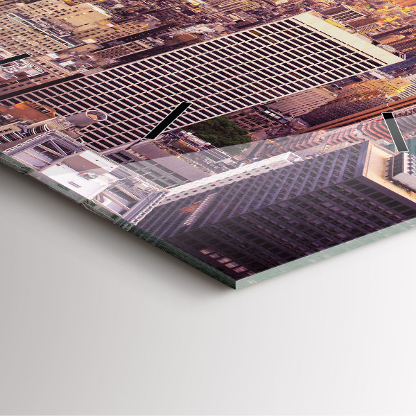 Orologio quadrato in vetro Tramonto New York