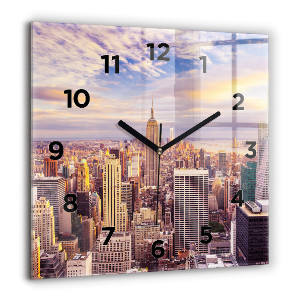 Orologio quadrato in vetro Tramonto New York