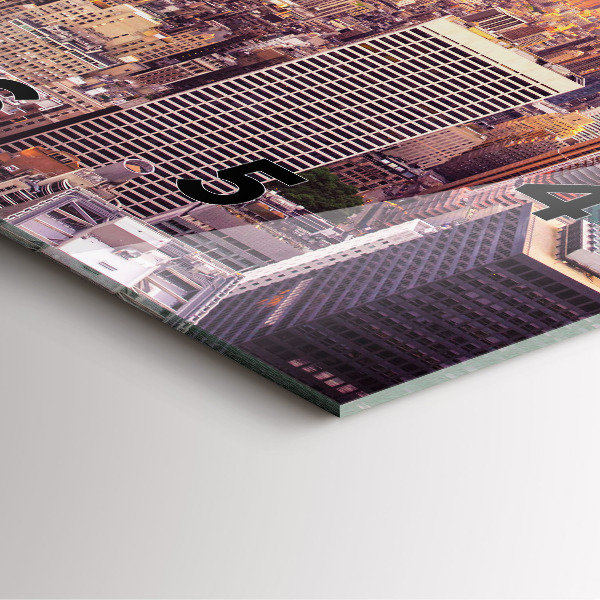 Orologio quadrato in vetro Tramonto New York