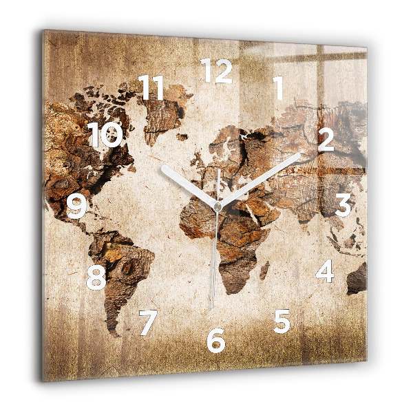 Orologio quadrato in vetro Mappa del mondo d'epoca