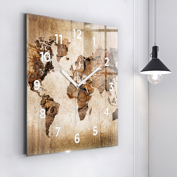 Orologio quadrato in vetro Mappa del mondo d'epoca