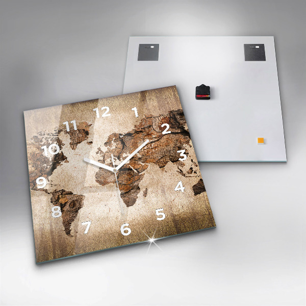 Orologio quadrato in vetro Mappa del mondo d'epoca
