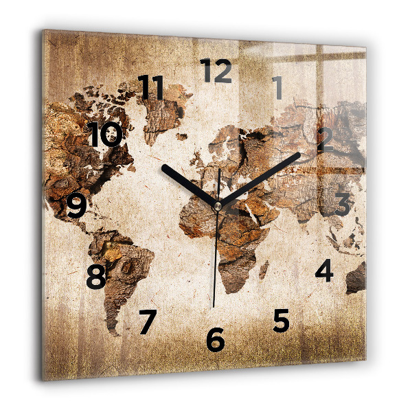 Orologio quadrato in vetro Mappa del mondo d'epoca