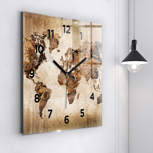 Orologio quadrato in vetro Mappa del mondo d'epoca