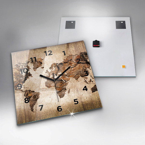 Orologio quadrato in vetro Mappa del mondo d'epoca