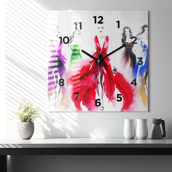 Orologio quadrato in vetro Donne in abiti colorati