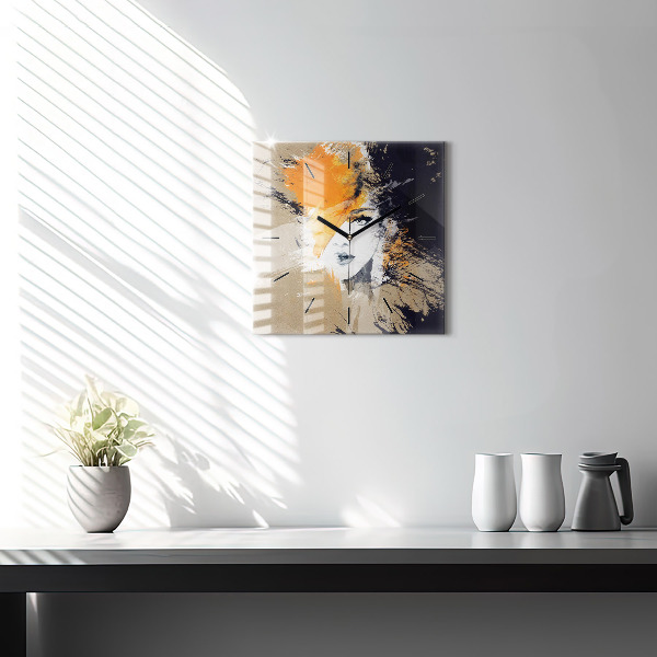 Orologio quadrato in vetro Ritratto di donna astratto