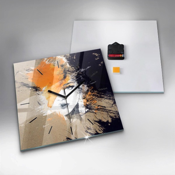 Orologio quadrato in vetro Ritratto di donna astratto