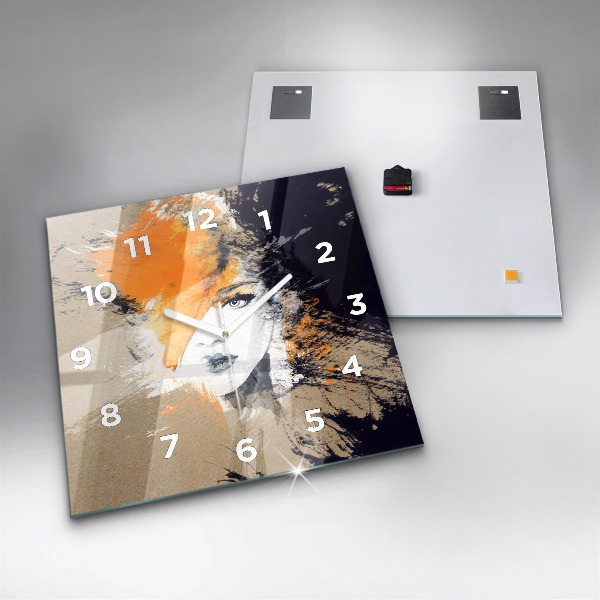 Orologio quadrato in vetro Ritratto di donna astratto