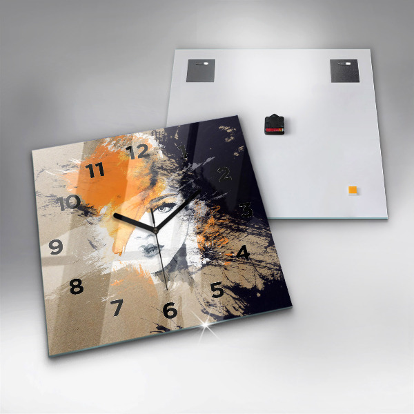 Orologio quadrato in vetro Ritratto di donna astratto