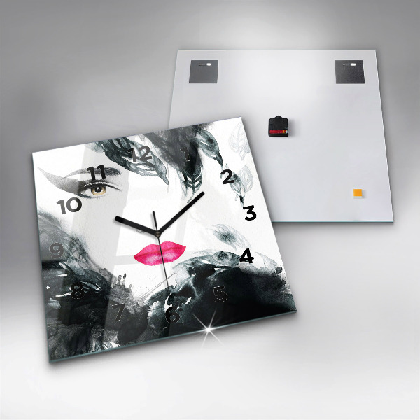 Orologio quadrato in vetro Ritratto di una donna labbra rosse