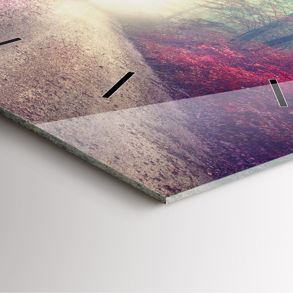 Orologio quadrato in vetro Strada autunnale Foresta Nebbia