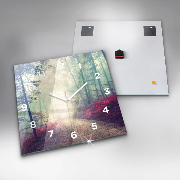 Orologio quadrato in vetro Strada autunnale Foresta Nebbia