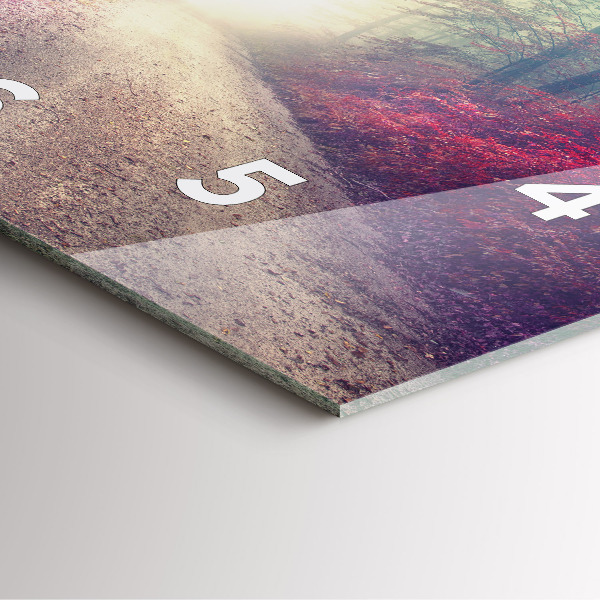 Orologio quadrato in vetro Strada autunnale Foresta Nebbia