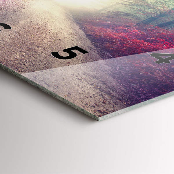 Orologio quadrato in vetro Strada autunnale Foresta Nebbia