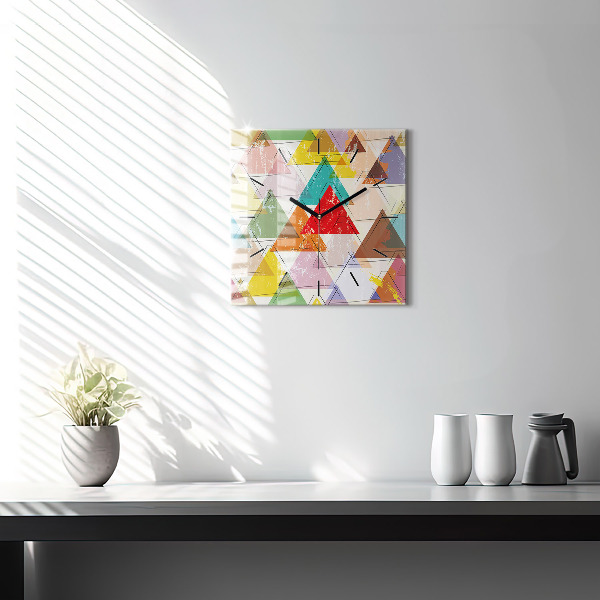 Orologio quadrato in vetro Triangoli geometrici