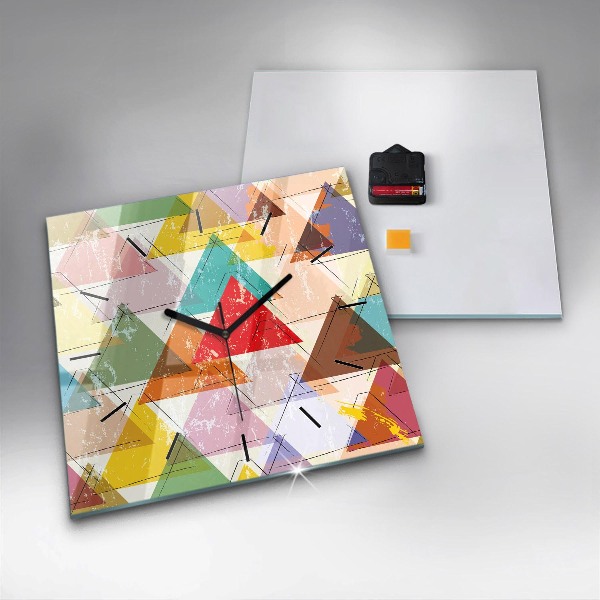 Orologio quadrato in vetro Triangoli geometrici