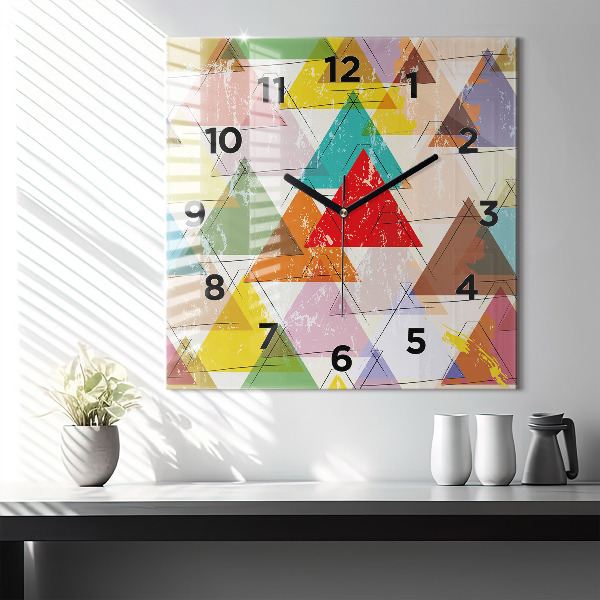 Orologio quadrato in vetro Triangoli geometrici