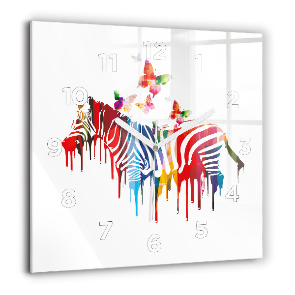 Orologio quadrato in vetro Zebra colorata