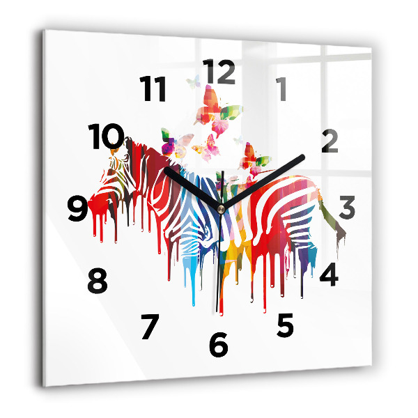 Orologio quadrato in vetro Zebra colorata