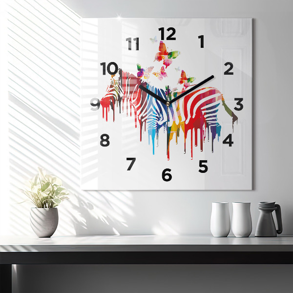 Orologio quadrato in vetro Zebra colorata