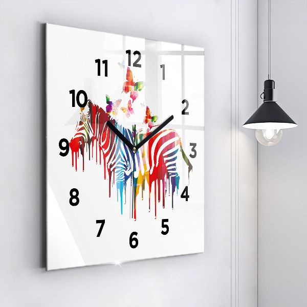 Orologio quadrato in vetro Zebra colorata