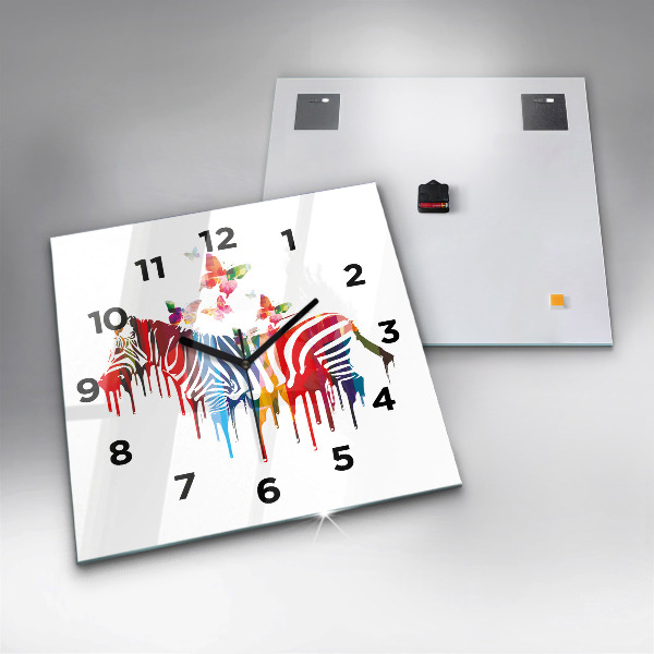 Orologio quadrato in vetro Zebra colorata