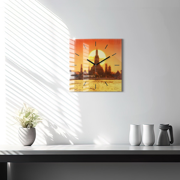 Orologio quadrato in vetro Wat arun bangkok thailand