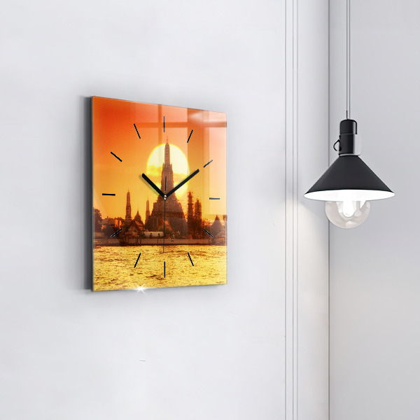 Orologio quadrato in vetro Wat arun bangkok thailand