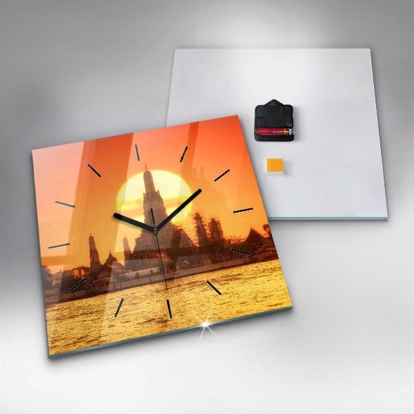 Orologio quadrato in vetro Wat arun bangkok thailand