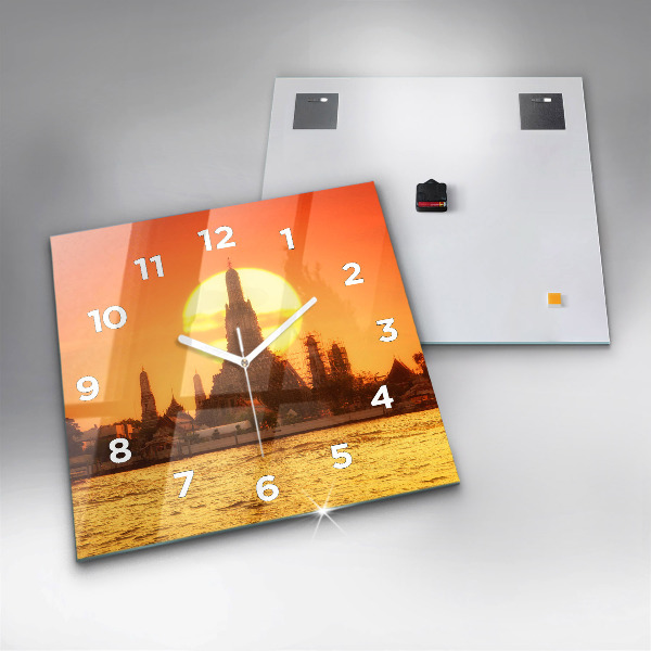 Orologio quadrato in vetro Wat arun bangkok thailand