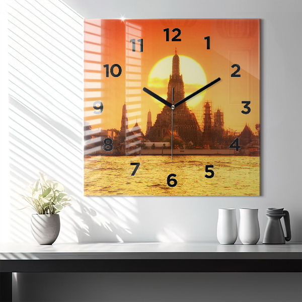 Orologio quadrato in vetro Wat arun bangkok thailand