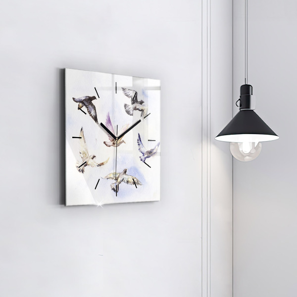 Orologio quadrato in vetro Uccelli volanti