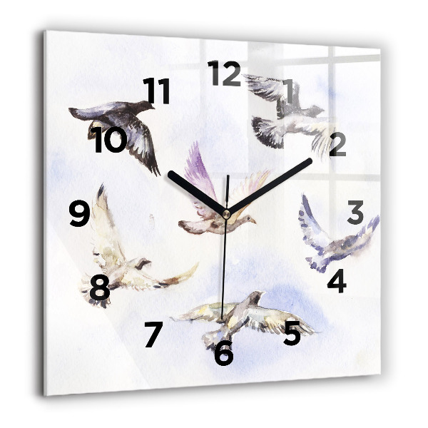 Orologio quadrato in vetro Uccelli volanti