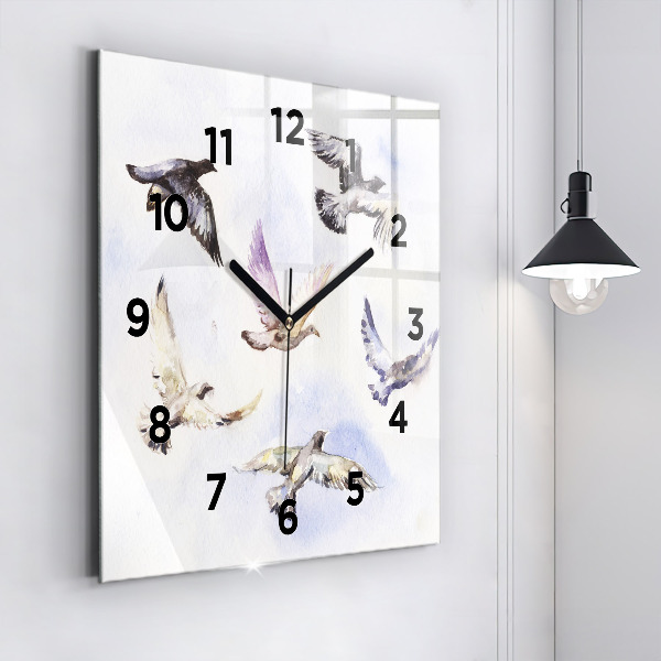 Orologio quadrato in vetro Uccelli volanti