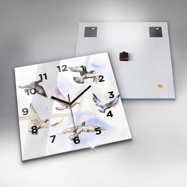 Orologio quadrato in vetro Uccelli volanti