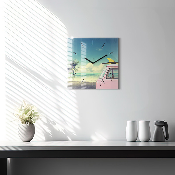 Orologio quadrato in vetro Auto con tavola da surf