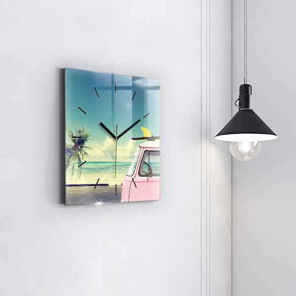 Orologio quadrato in vetro Auto con tavola da surf