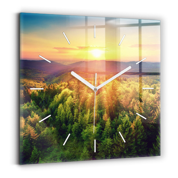 Orologio quadrato in vetro Tramonto sulle colline