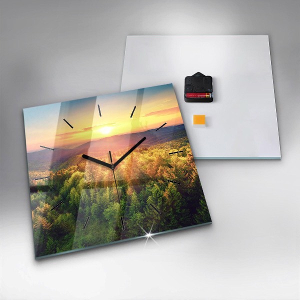 Orologio quadrato in vetro Tramonto sulle colline