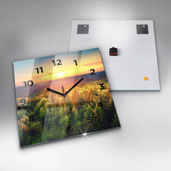 Orologio quadrato in vetro Tramonto sulle colline