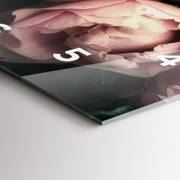 Orologio quadrato in vetro Mazzo di rose rosa