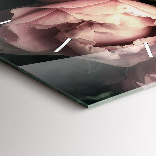 Orologio quadrato in vetro Mazzo di rose rosa