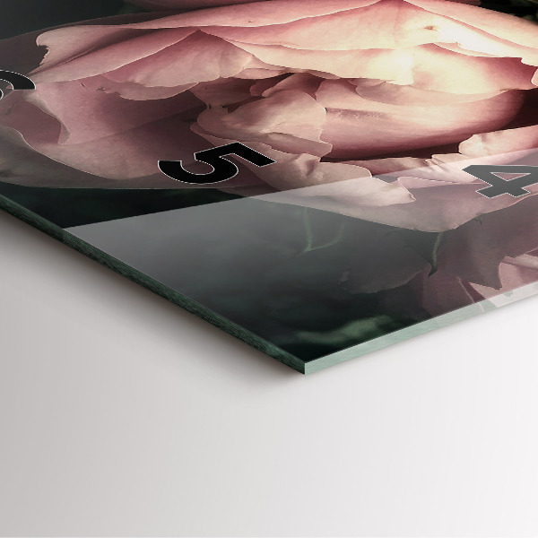 Orologio quadrato in vetro Mazzo di rose rosa