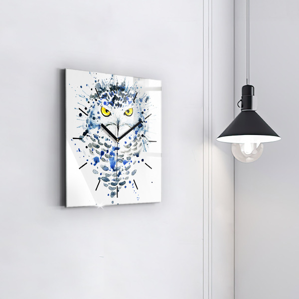 Orologio quadrato in vetro Sguardo gufo