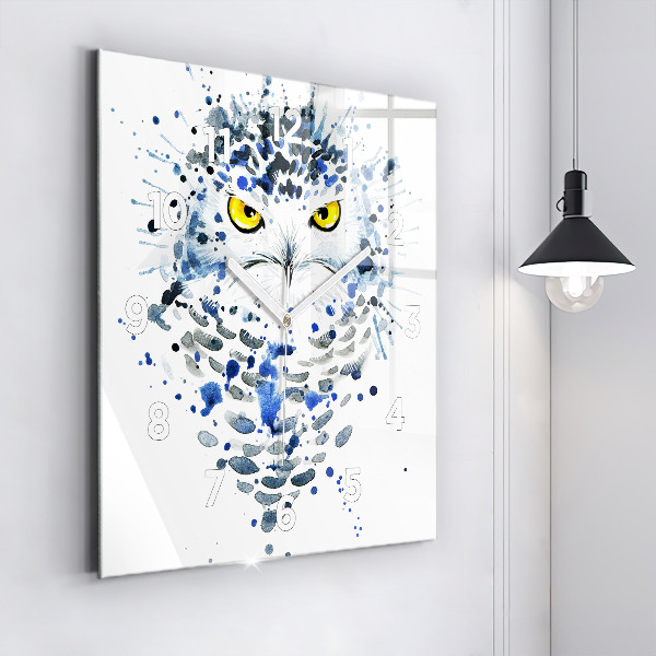 Orologio quadrato in vetro Sguardo gufo