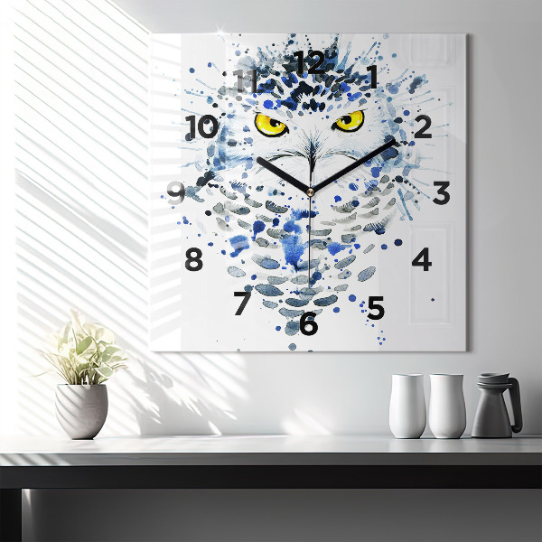 Orologio quadrato in vetro Sguardo gufo
