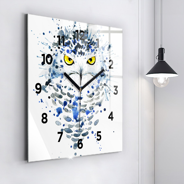 Orologio quadrato in vetro Sguardo gufo
