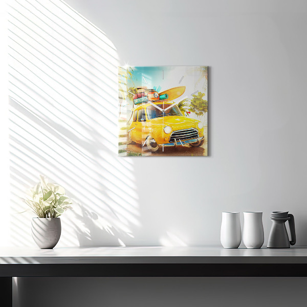 Orologio quadrato in vetro Auto con tavola da surf