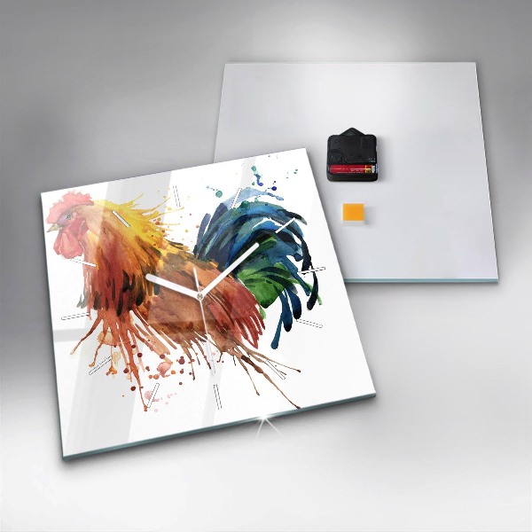 Orologio quadrato in vetro Gallo colorato